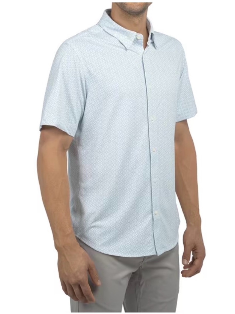 Men’s Jachs New York Flex Button-Up Short Sleeve Shirt XXL White Geometric